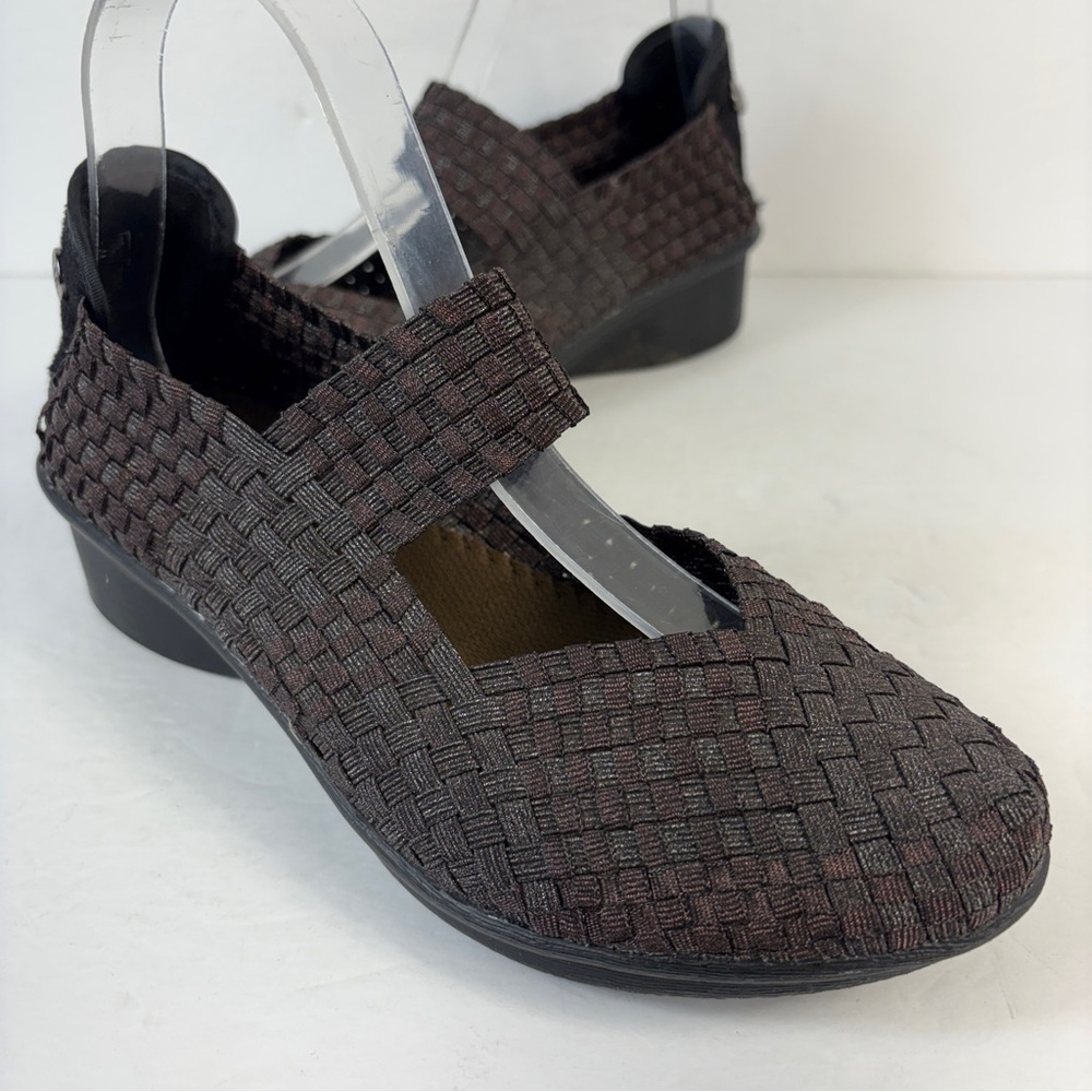 Bernie Mev Charm Yael Brown Metallic Woven Mary Jane Wedge Shoes EU 39 (8.5)